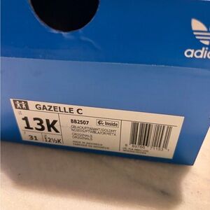 Kids 13K Adidas Gazelle Black and White Sneakers NWT!